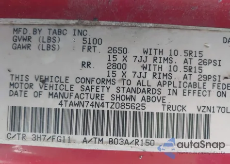 1996 Toyota Tacoma Xtracab Sr5 z USA, uszkodzony, nr VIN 4TAWN74N4TZ085625